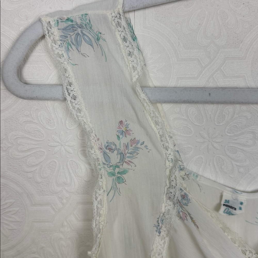 Vintage Cottagecore Penney’s Adonna Floral Lace Nightgown Prairie Dress Small - Picture 6 of 8